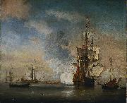 Willem Van de Velde The Younger English Warship Firing a Salute Spain oil painting artist